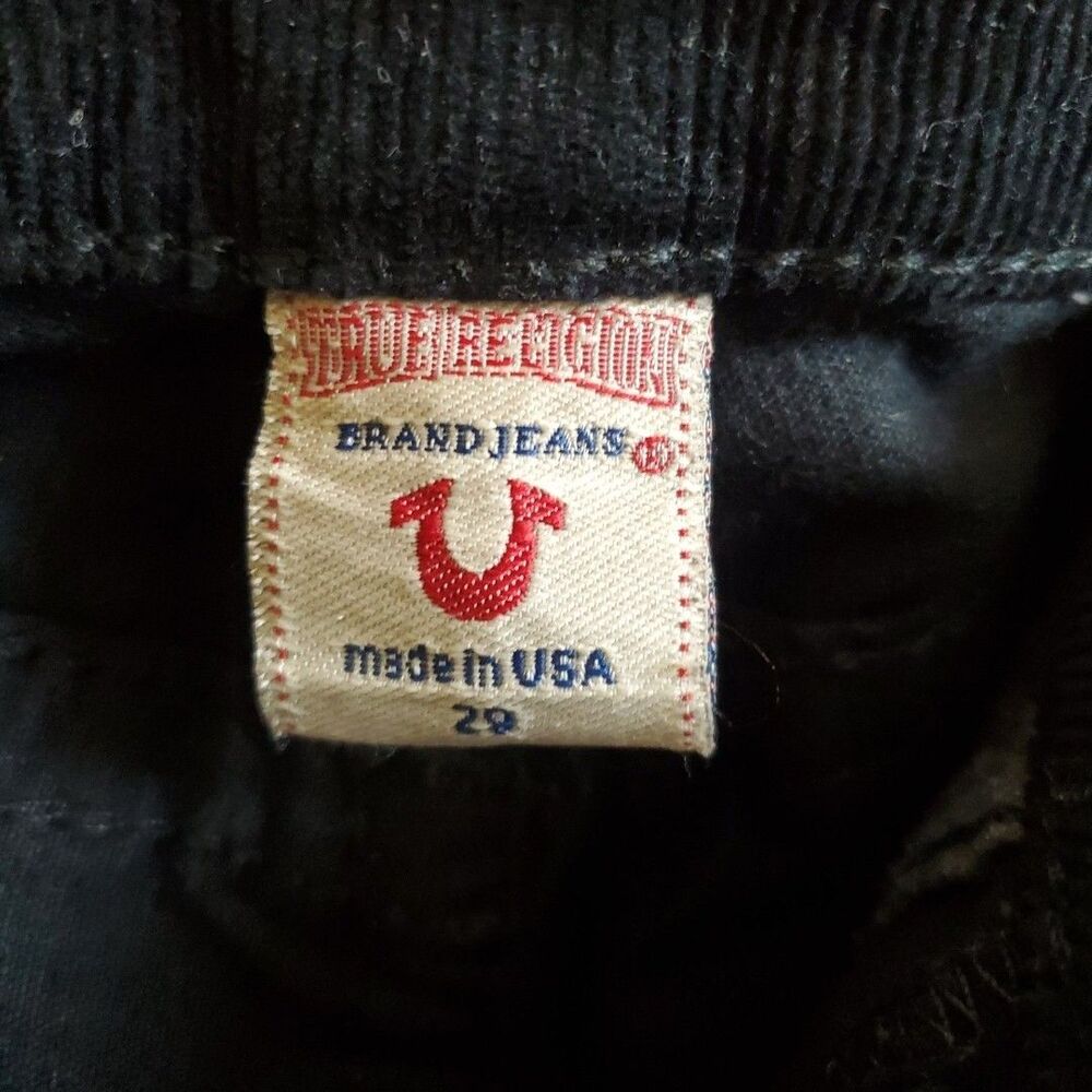 True Religion 29 Corduroy Shorts Womens Black Cuffed Y2K Made in USA Stretch - Picture 6 of 15